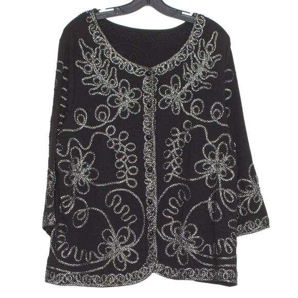 NWT Top Embroidered Boho Cottage Whimsigoth Retro Fairy Grunge Floral Black 2X - Picture 5 of 5